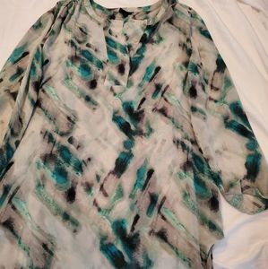 Teal and Gray Flowy Dress Shirt